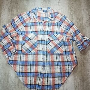 Gilli Pastel Plaid Button Down Top